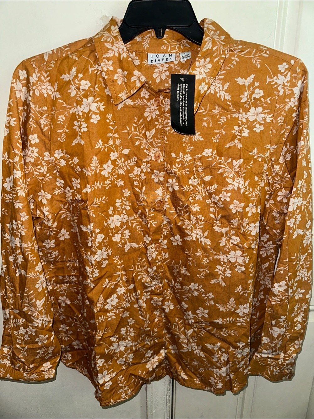 Joan Rivers Men's Mustard Floral Button-Down Shirt L PTP 25